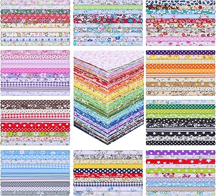 100 Pcs 8 x 8 Inch Cotton Fabric Squares No Repeat Floral Patchwork Fabric Pre Cut Quilting Fabrics Bundles Flower Sewing Fabrics Multi Color Floral Square Patchwork for DIY Craft Sewing Cloth