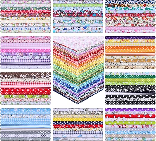 100 Pcs 8 x 8 Inch Cotton Fabric Squares No Repeat Floral Patchwork Fabric Pre Cut Quilting Fabrics Bundles Flower Sewing Fabrics Multi Color Floral Square Patchwork for DIY Craft Sewing Cloth