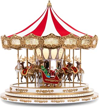 Mr. Christmas Regal Carousel Musical Animation Indoor Christmas Decoration, 17", White