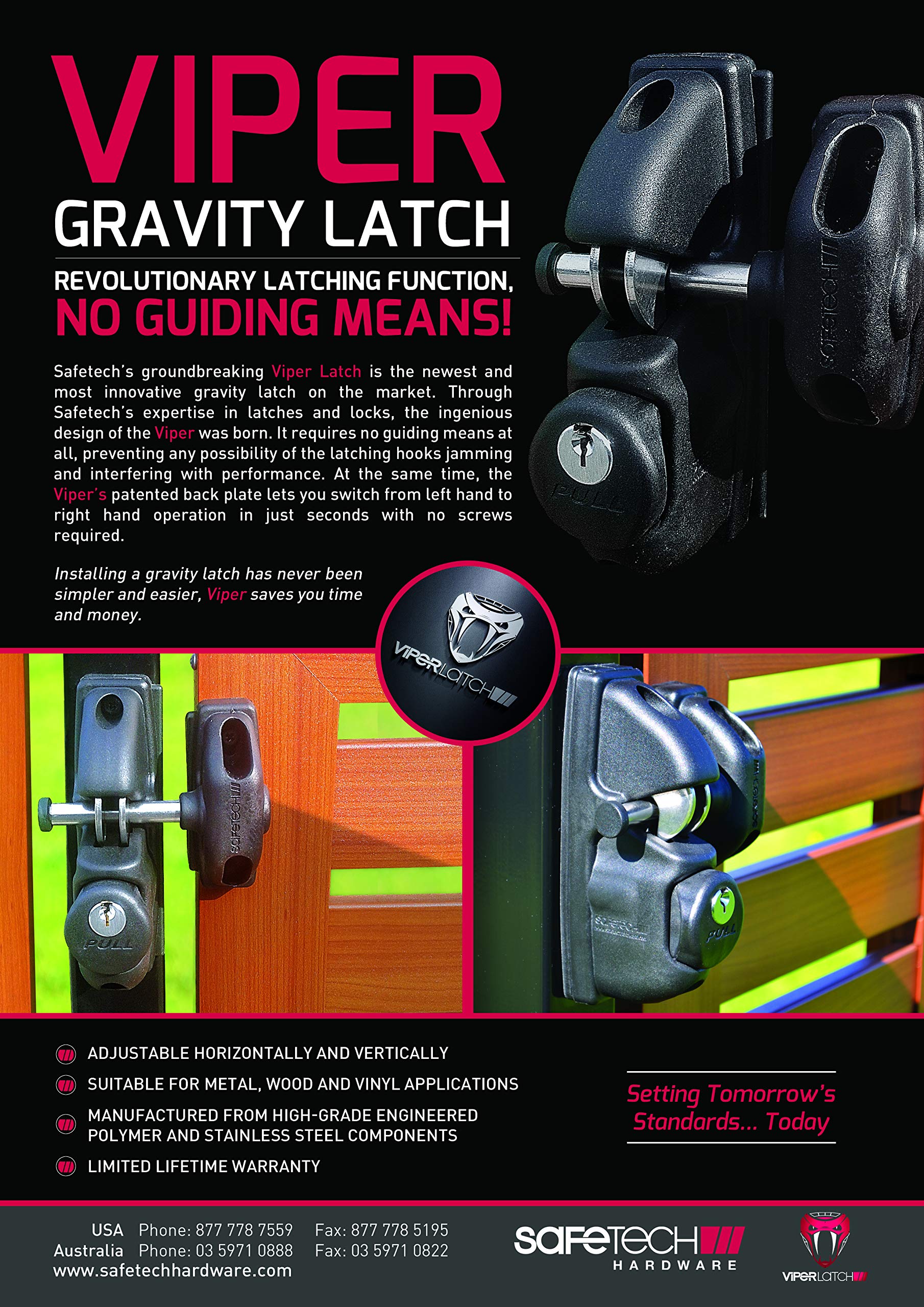 Safetech Viper X1 Vinyl Gate Latch Key Lockable Gate Lock