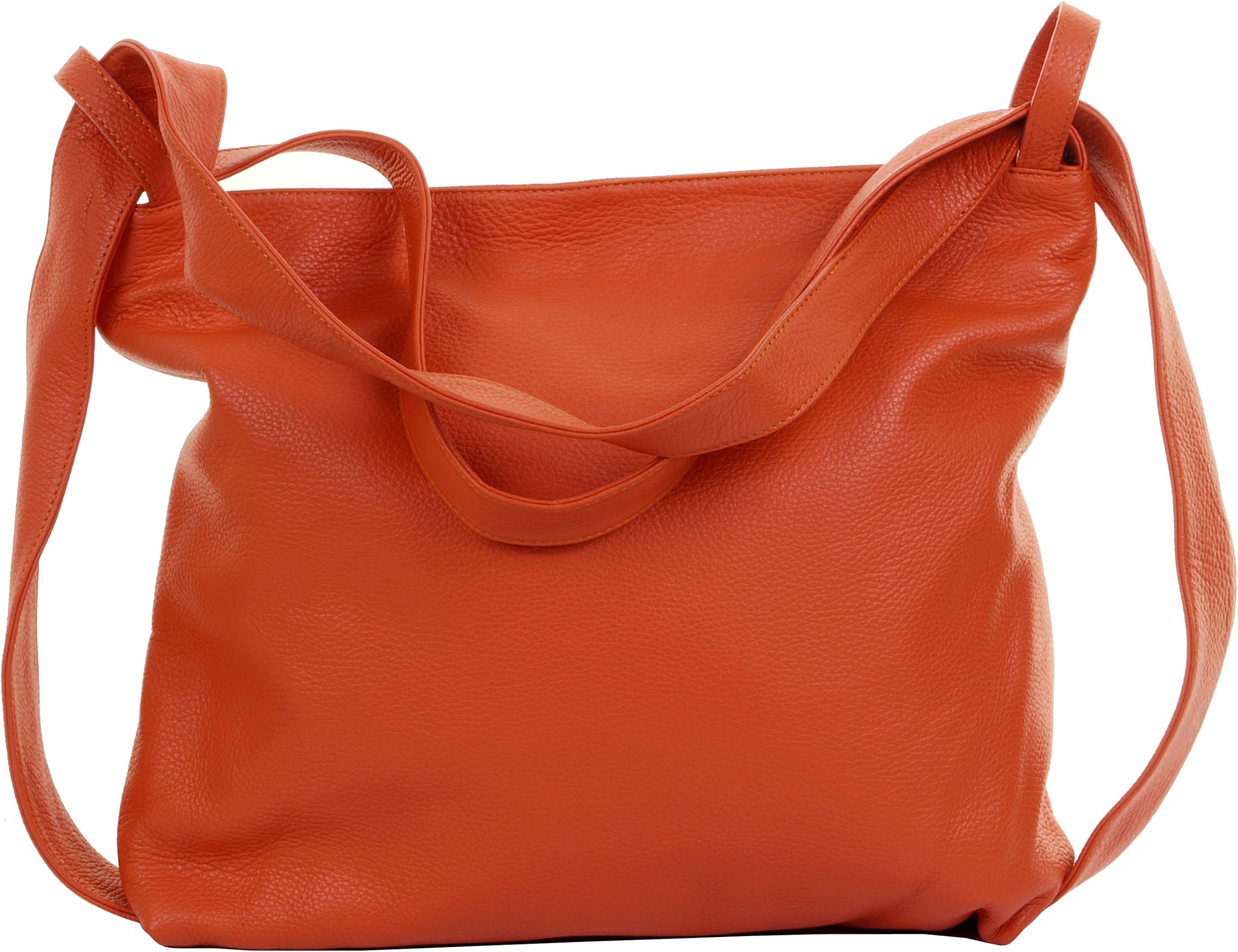 PRIMO SACCHI Ladies Italian Orange Leather Shoulder Bag Handbag Backpack Purse