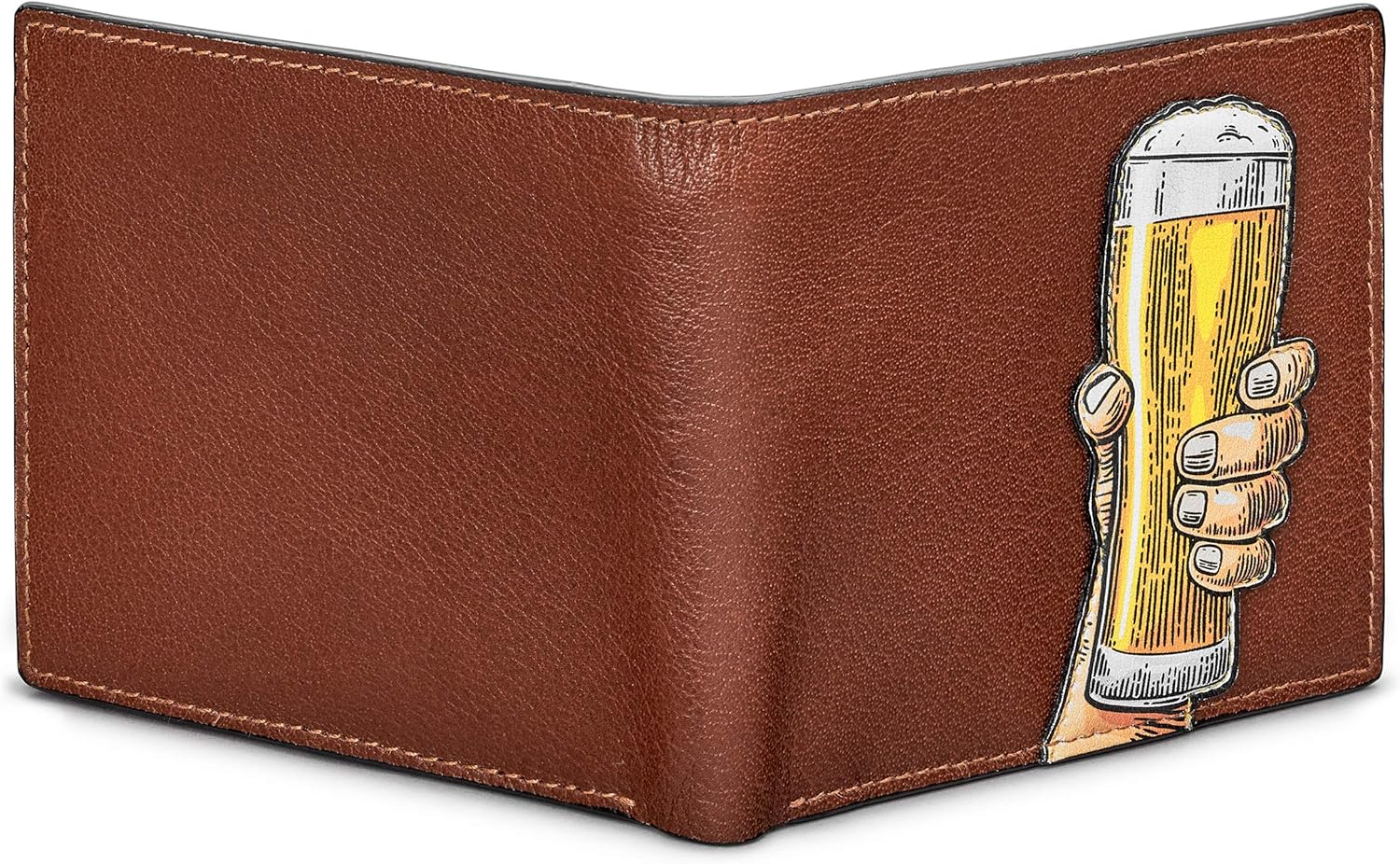 Cheers Men's Leather Wallet by Yoshi, Genuine Brown Leather Wallet, RFID Blocking Wallet, Slim Wallet for Men