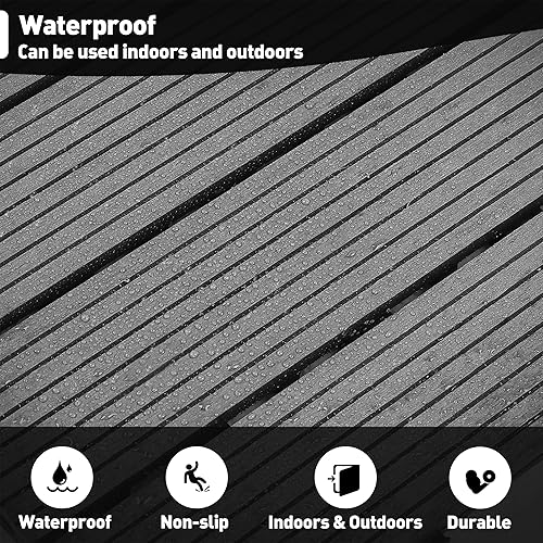 Miniatura 4 de PURE ERA Azulejos de madera entrelazados para interiores y exteriores, 12 x 36 pulgadas (5 unidades, 15 pies cuadrados, gris, gran actualización