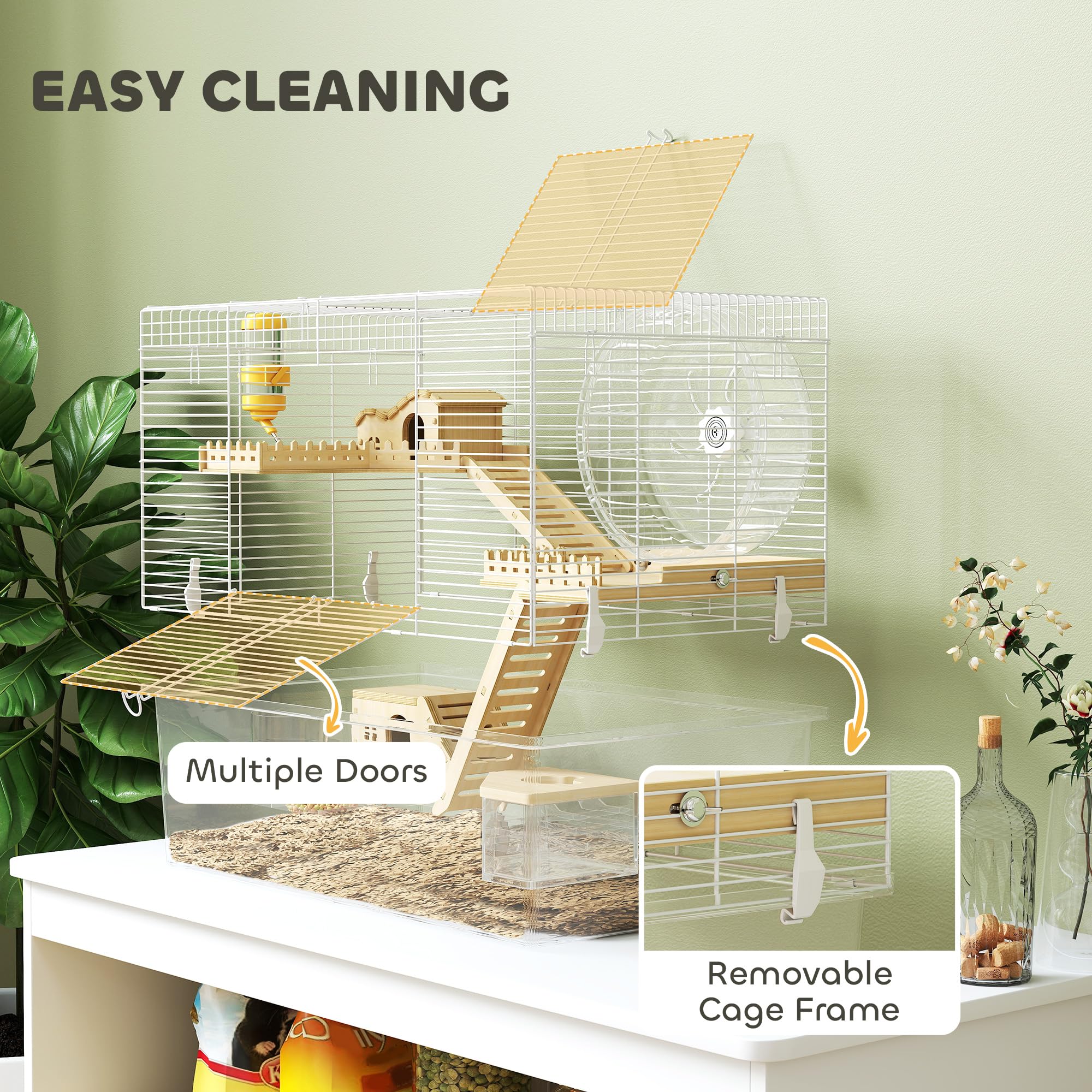 Bedroom Pet Cage Double-Layer Transparent Hamster Cage With Silent ...