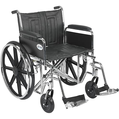 Drive Medical Sentra EC Heavy Duty Wheelchair with Various Arm Styles and Front Rigging Options, Black, Bariatric, 22 Inch