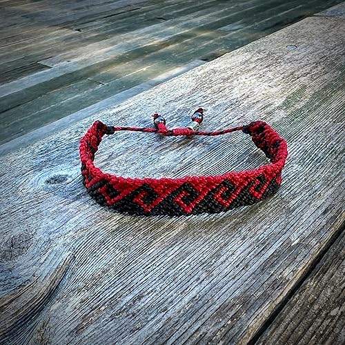Miniatura 5 de Wave Bracelet for Men in Black and Red - Hand Knotted Surfer Gift Macrame Woven Mens Bracelets by RUMI SUMAQ Handmade Jewelry from Martha's Vineyard