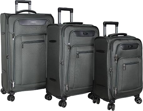 Dejuno Executive 3-Piece Spinner Luggage Set With USB Port - Grey