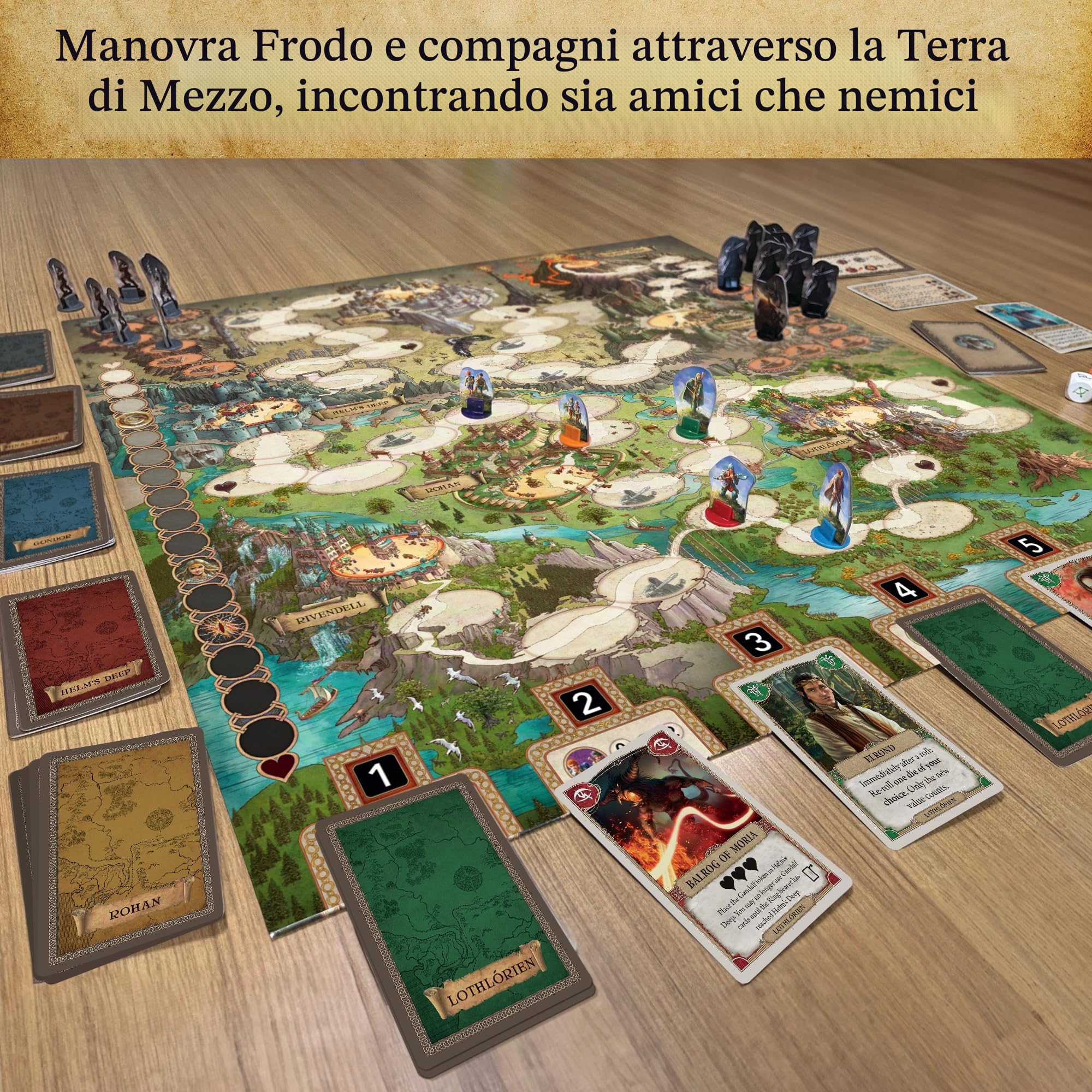 Thames & Kosmos Il Signore degli Anelli: Adventure to Mount Doom, Giochi da tavolo cooperativi con selezione strategica di dadi per la notte di gioco, giochi per famiglie per adulti e bambini, da 1 a