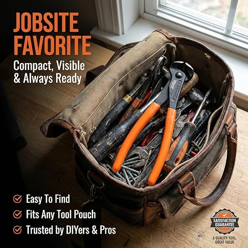 Miniatura 6 de Mutt Tools - Alicates de corte de extremo de 8 pulgadas resistentes - Herramienta de pinzas CRV - Alicates para extractor de uñas, herramienta para