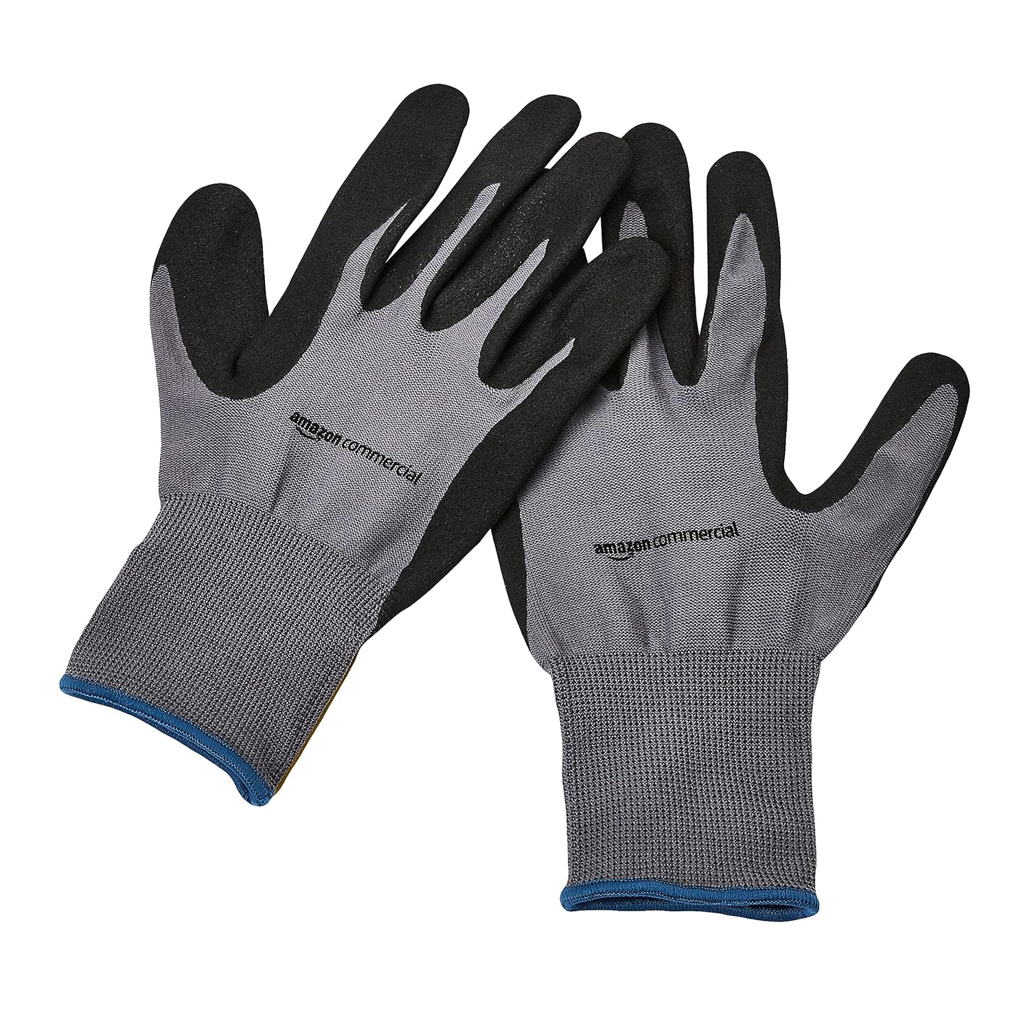 AmazonCommercial 13G Nylon & Nitrile Gloves (Grey/Black), Size XL, 3 Pairs