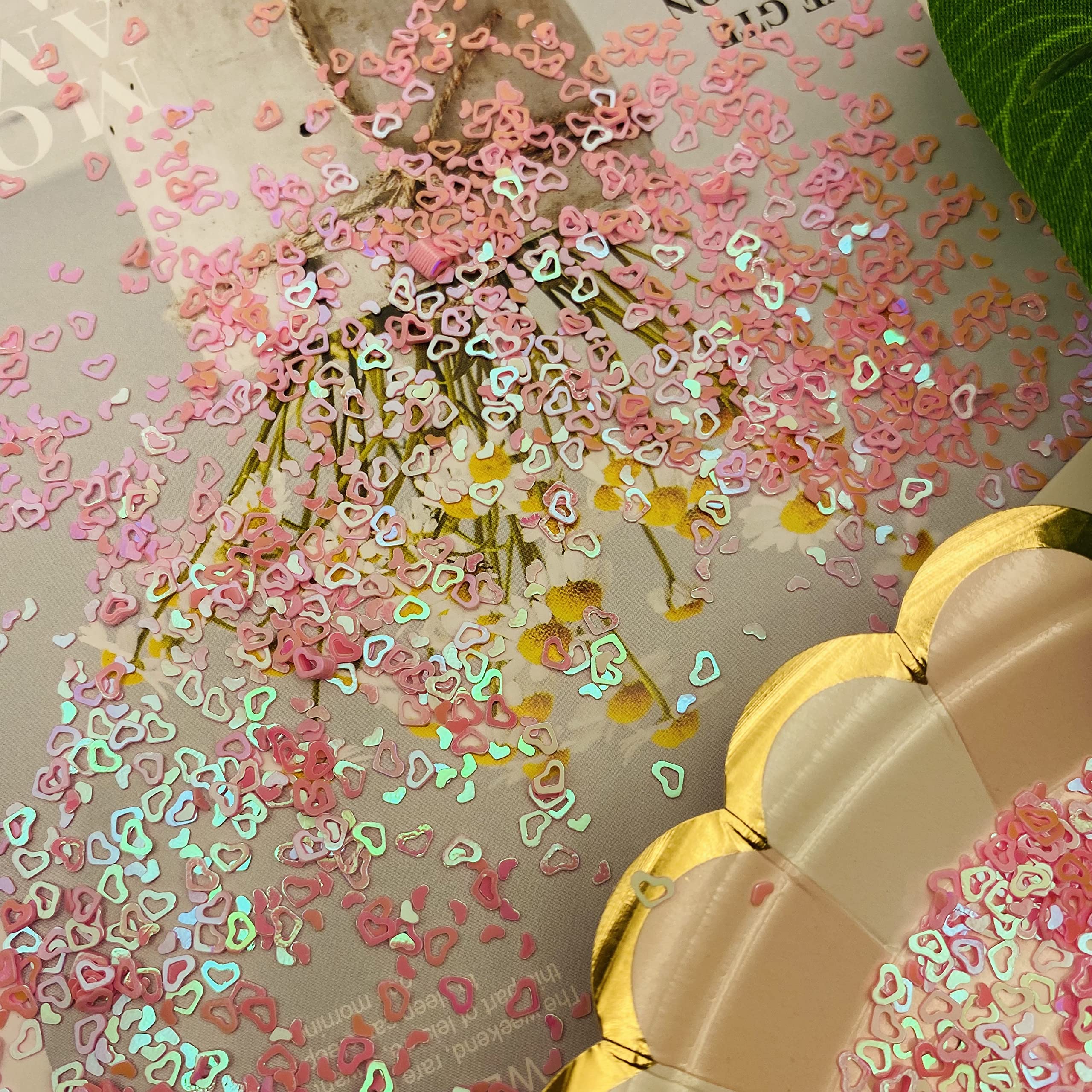 6000 Piece Heart Confetti - 3mm Hollow Heart Glitter For Tumblers, Resin, Party Decor