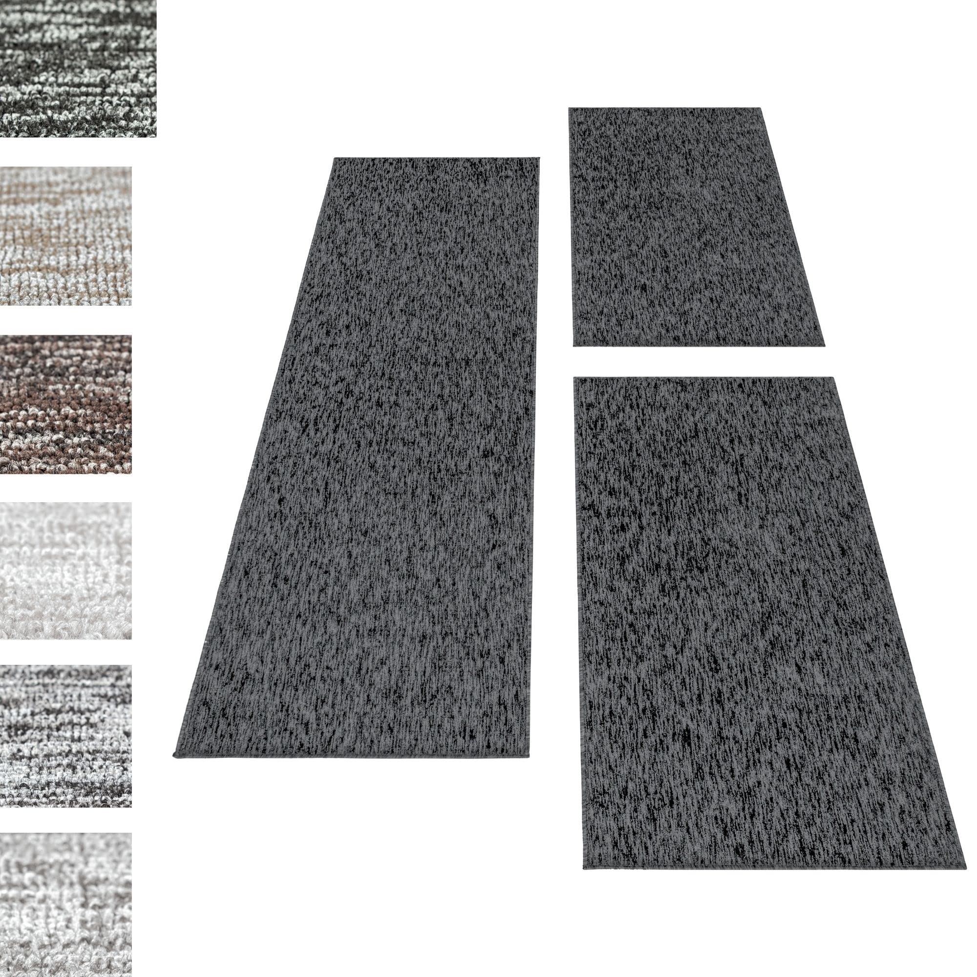 Carpettex Kurzflor Teppich Set Schlafzimmer Bettumrandung 4mm Florhöhe 3 Teile Set