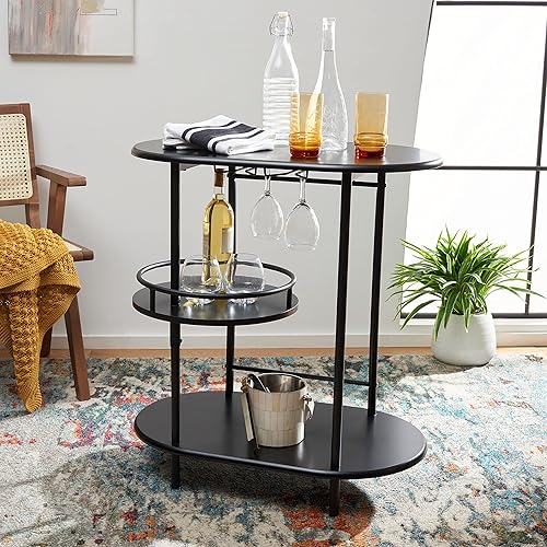 Miniatura 3 de SAFAVIEH Home Collection Iva - Mesa giratoria de 3 niveles, color negro mate Mate / Negro,blanco, dorado (White /