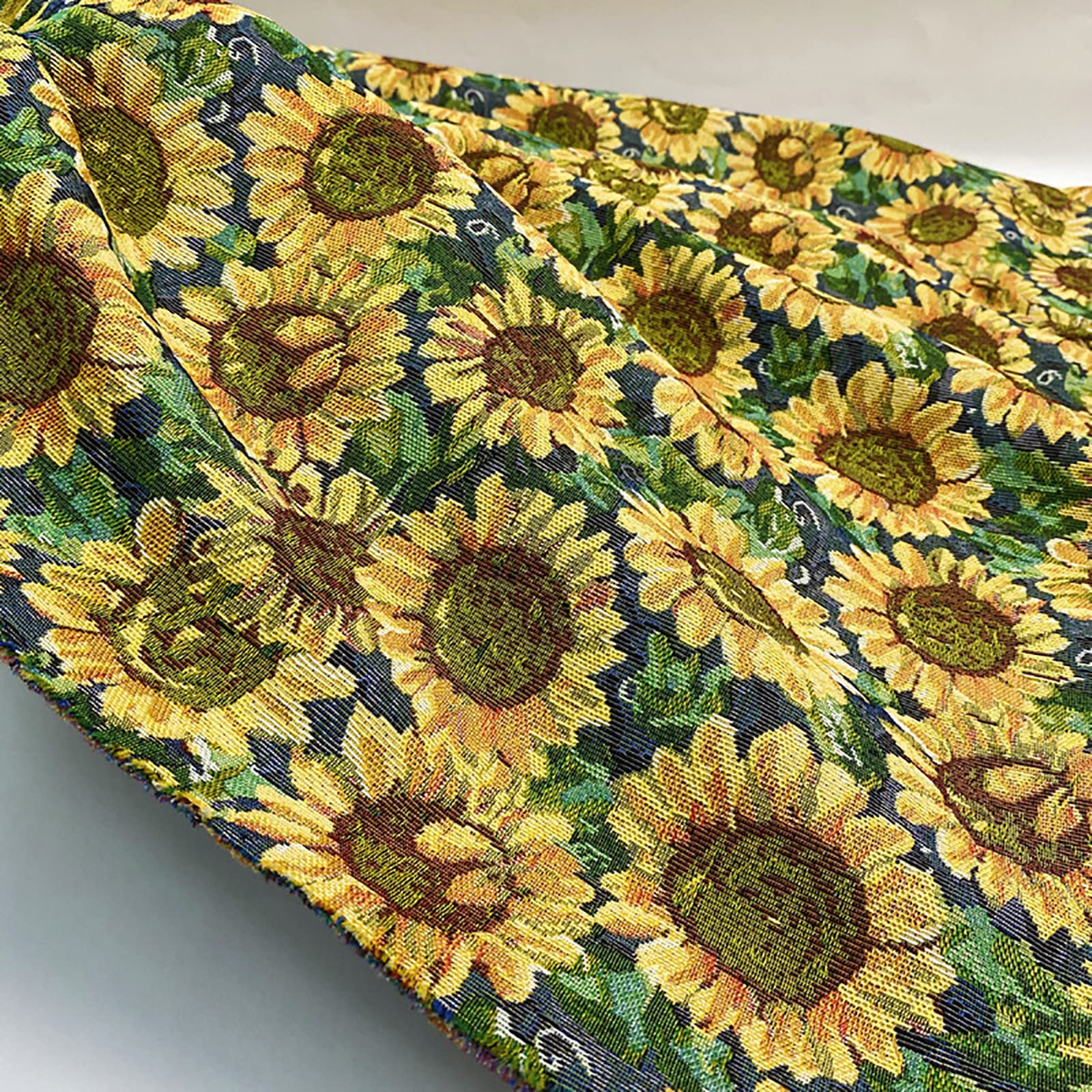 Sonnenblume Polyester-Stoff Dekostoff Handwerken Nähen Stoff Jacquard-Stoff Zum Nähen, Heimwerken, Heimtextilien Tischdecke, Sofa,150 cm breit(Size:5m)