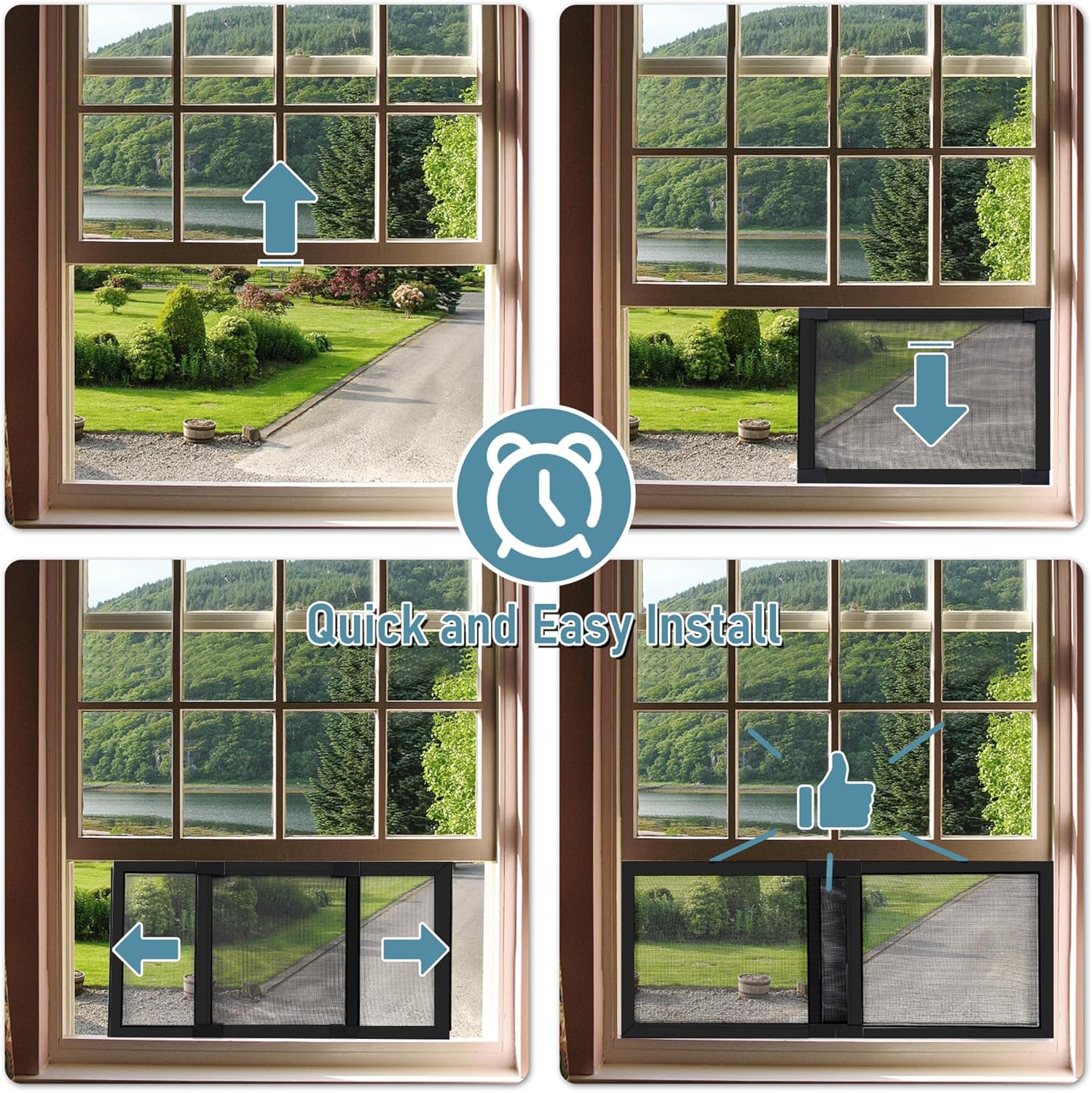 BAFLOTEX Adjustable Window Screens Expandable 2 Ways Expandable Window Screen 15”H*25"-45"W High with Black Frame for House Windows 2 Pack of Small Screens