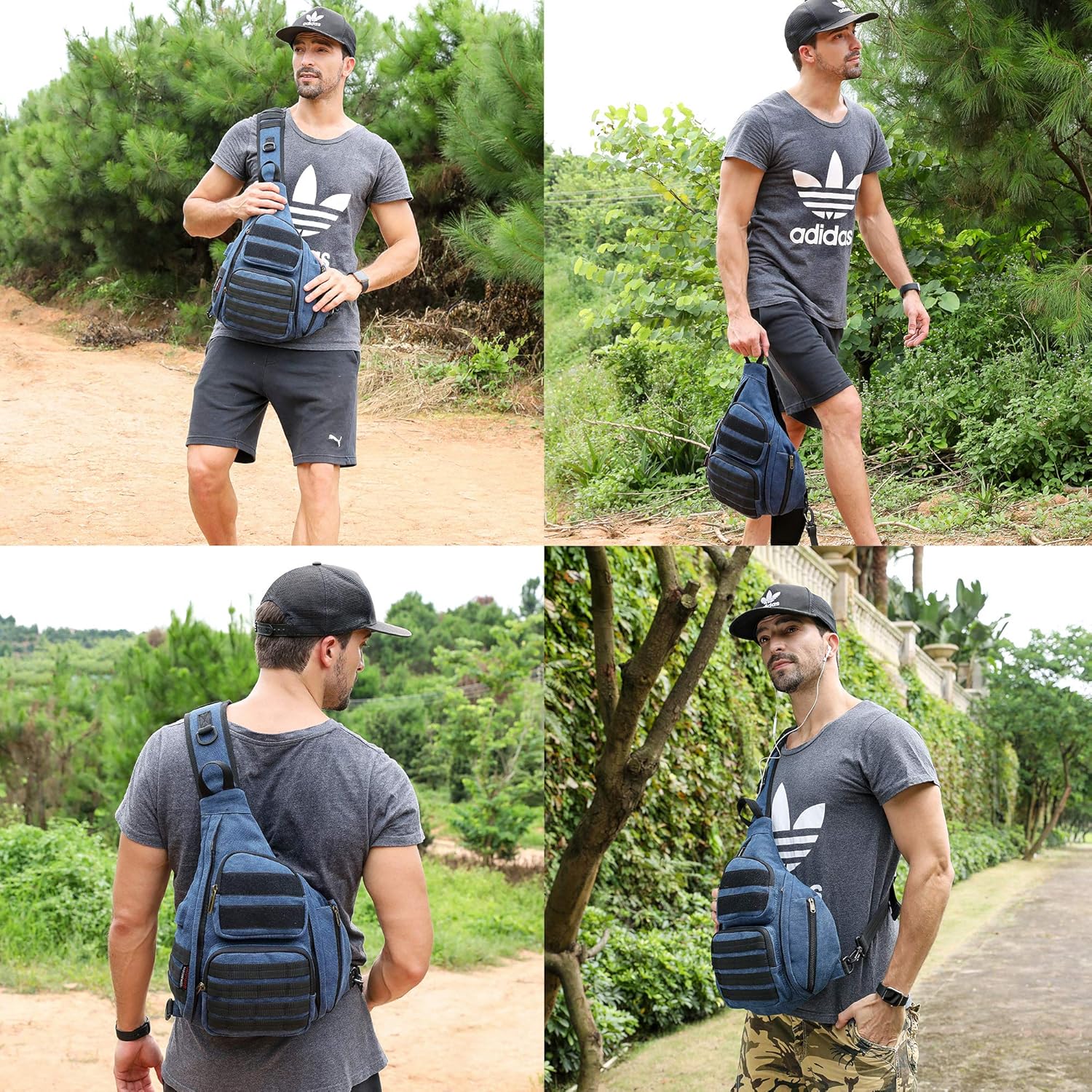 Frее Shірріng Ovеr $50 AOPUOP Canves Sling Bag Multifunctional Canvas Bag Waterproof and Antitheft Travel Backpack Portable USB Bags
