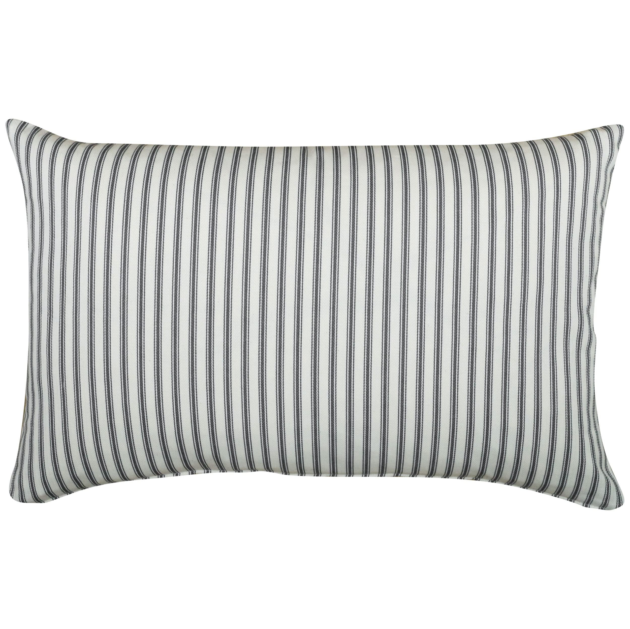 Linen Loft Grey Nautical Cotton Ticking Stripe Xl Rectangular Cushion Cover. Nautical Inspired Charcoal And Bright White Vertical Stripe Design. 23X15 Xl Cushion Cover Only.