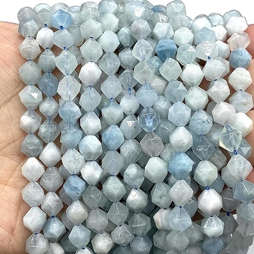 Miniatura 2 de ABCGEMS - Cuentas de aguamarina brasileña (una técnica de corte fascinante que ilumina el brillo de cada cuenta como estrellas en el cielo