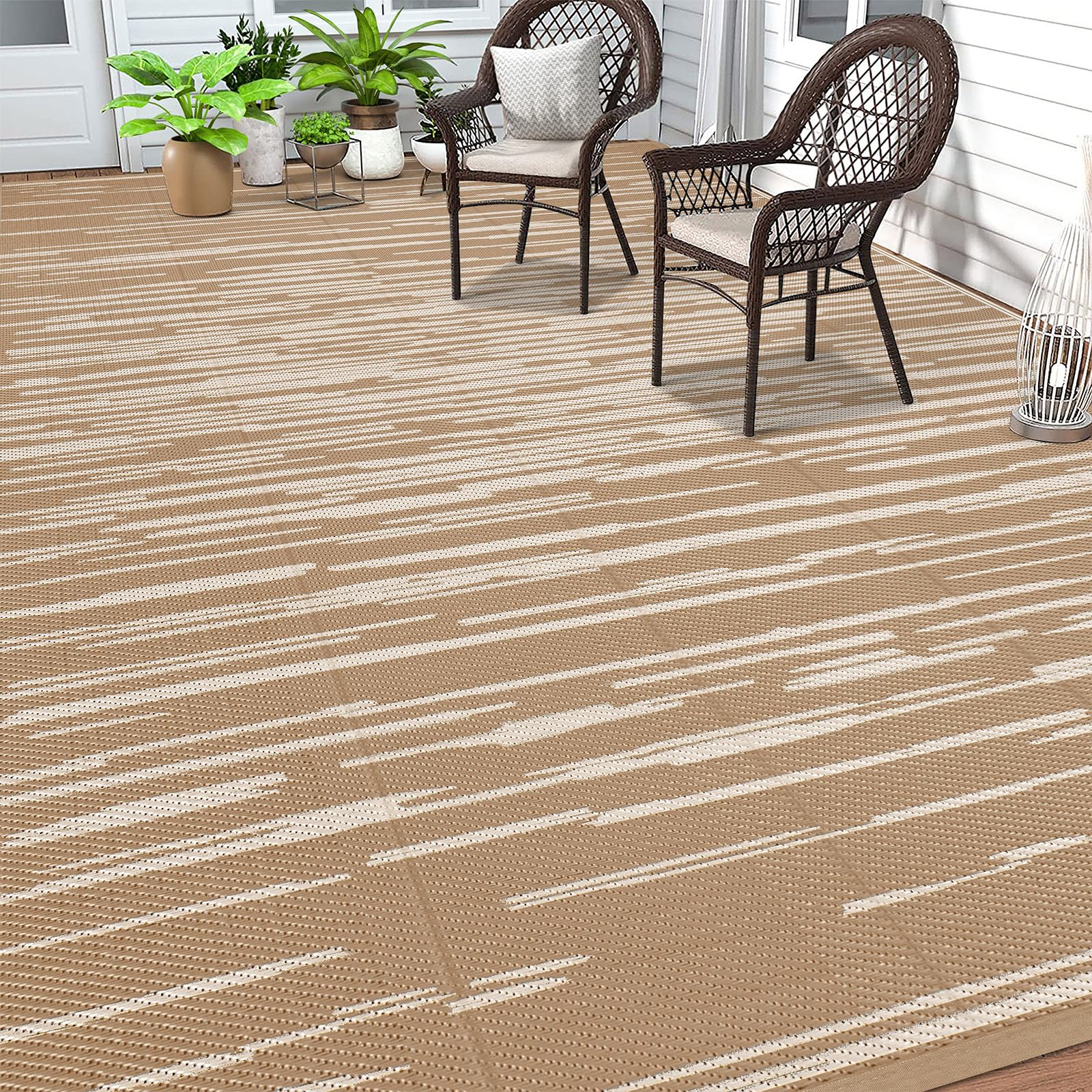 HEBE Outdoor Rug 9'x12' for Patios Clearance Waterproof Patio Mat Plastic Straw Rug Reversible RV Camping Tent Rug Outside Indoor Outdoor Area Rugs