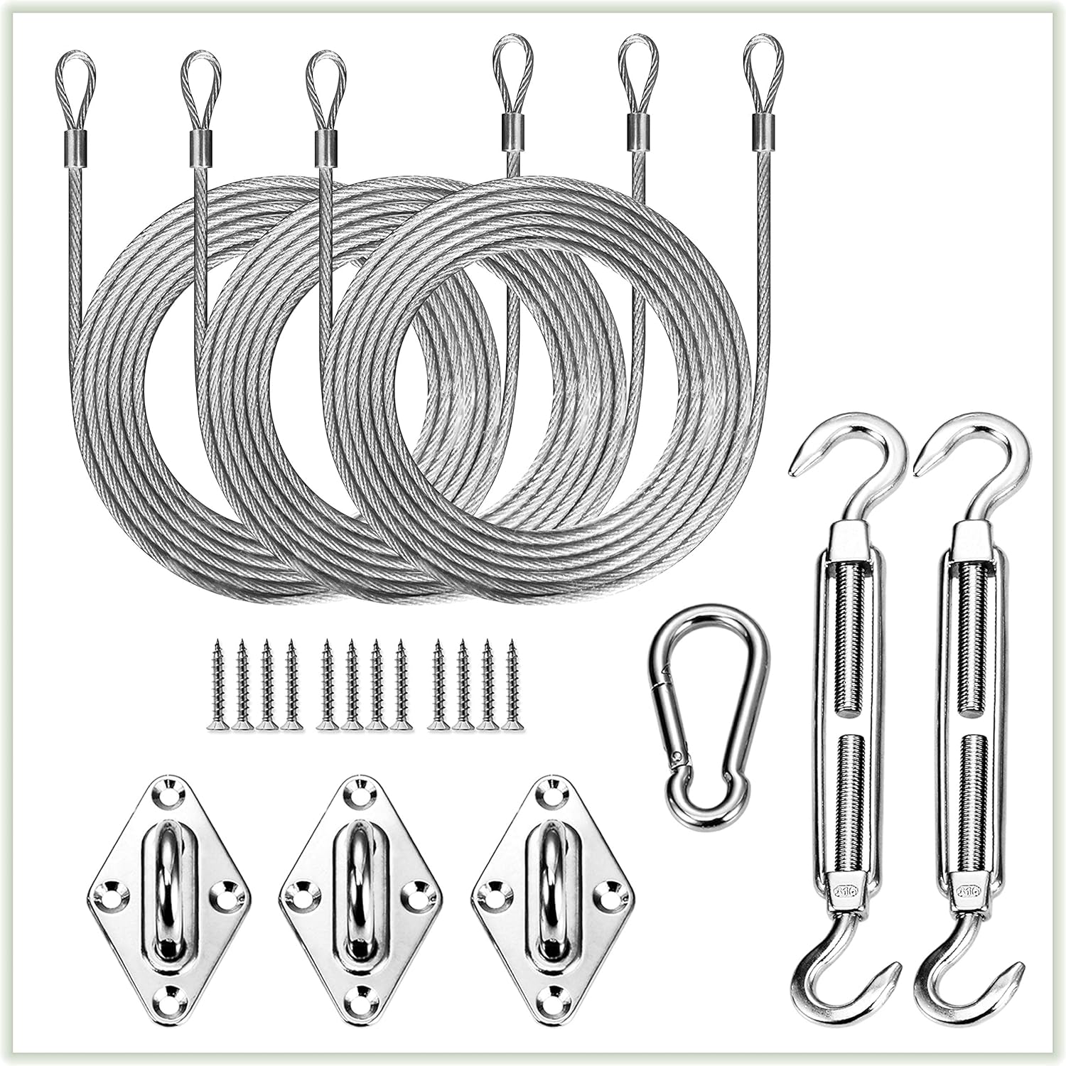 ColourTree 24' x 24' x 24' Beige Triangle Sun Shade Sail with Triangle Hardware Kit (Hardware Kits + Cable Wires)