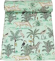 Vista 14 de Marubhumi Edredón tradicional indio de algodón puro con estampado de selva Kantha, colcha Kantha con estampado de animales, multicolor