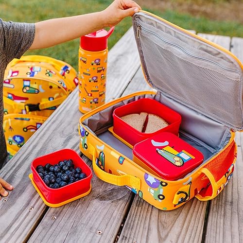 Miniatura 7 de Wildkin Recipientes de comida anidables para niños, apilables, herméticos y aptos para lavavajillas, juego de 3 unidades, en construcción