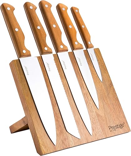 Prestige Juego de bloques magnéticos, cuchillos/cubiertos, 6 piezas, madera de acacia