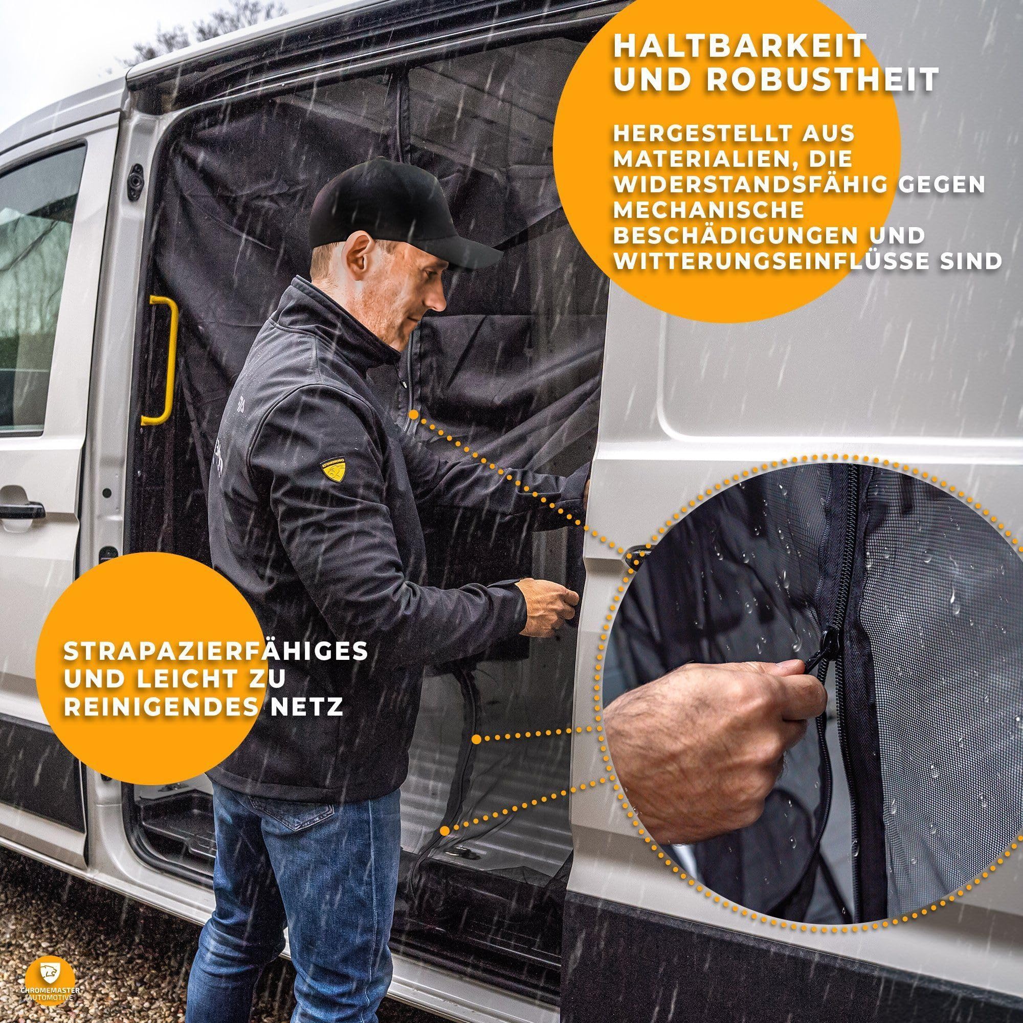 CHROMEMASTER | Magnetisches Fliegengitter für Camper, Campervan, Wohnmobil | Kompatibel mit Ford Transit Custom 2012-2023 | Moskitonetz, Schutzgitter Gegen Insekten, Ungeziefer, Mücken und Spinnen