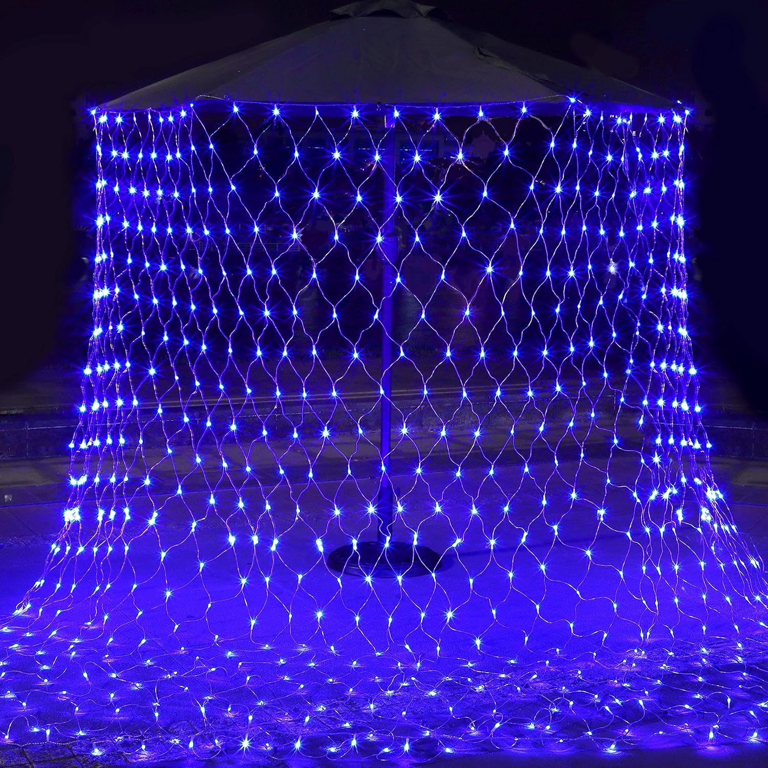 Blissun Net Mesh String Lights, 360 LED Christmas Net Lights, 12FT x 5FT Fairy String Light with 8 Lighting Modes, Connectable Waterproof Light for Outdoor, Indoor, Party, Wedding, Blue