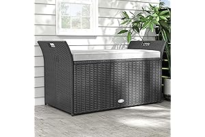 YITAHOME 90-Gallon Outdoor Wicker Storage Bench