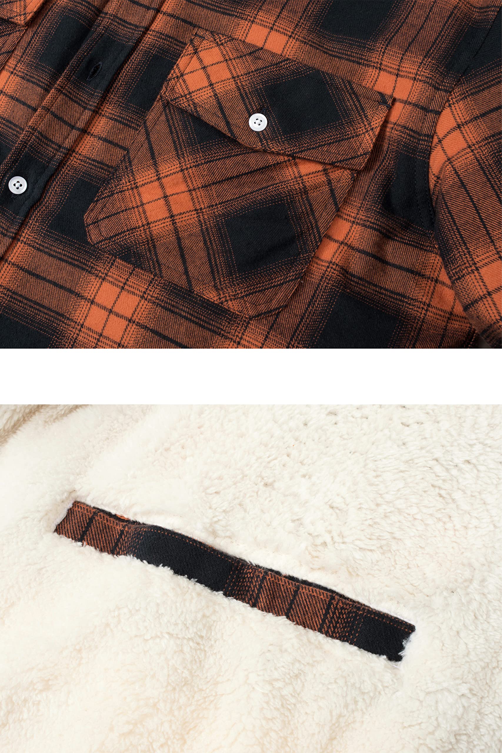 TACVASEN Chaqueta de Hombre Chaquetas a Cuadros Forradas Chaqueta de Trabajo de Franela Chaqueta de Camisa de Leñador de Invierno