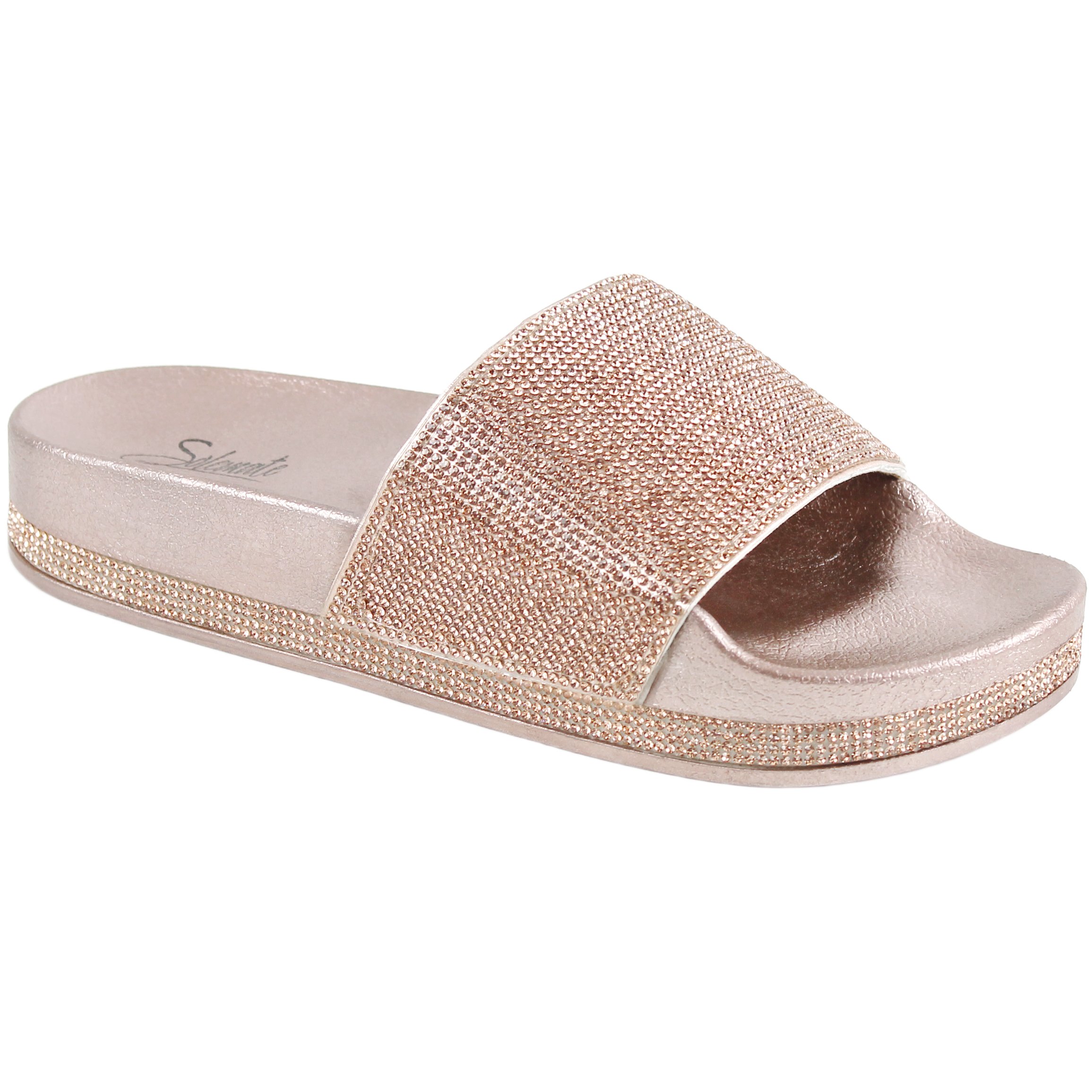CLOVERLAYRhinestone womens Slide Sandal