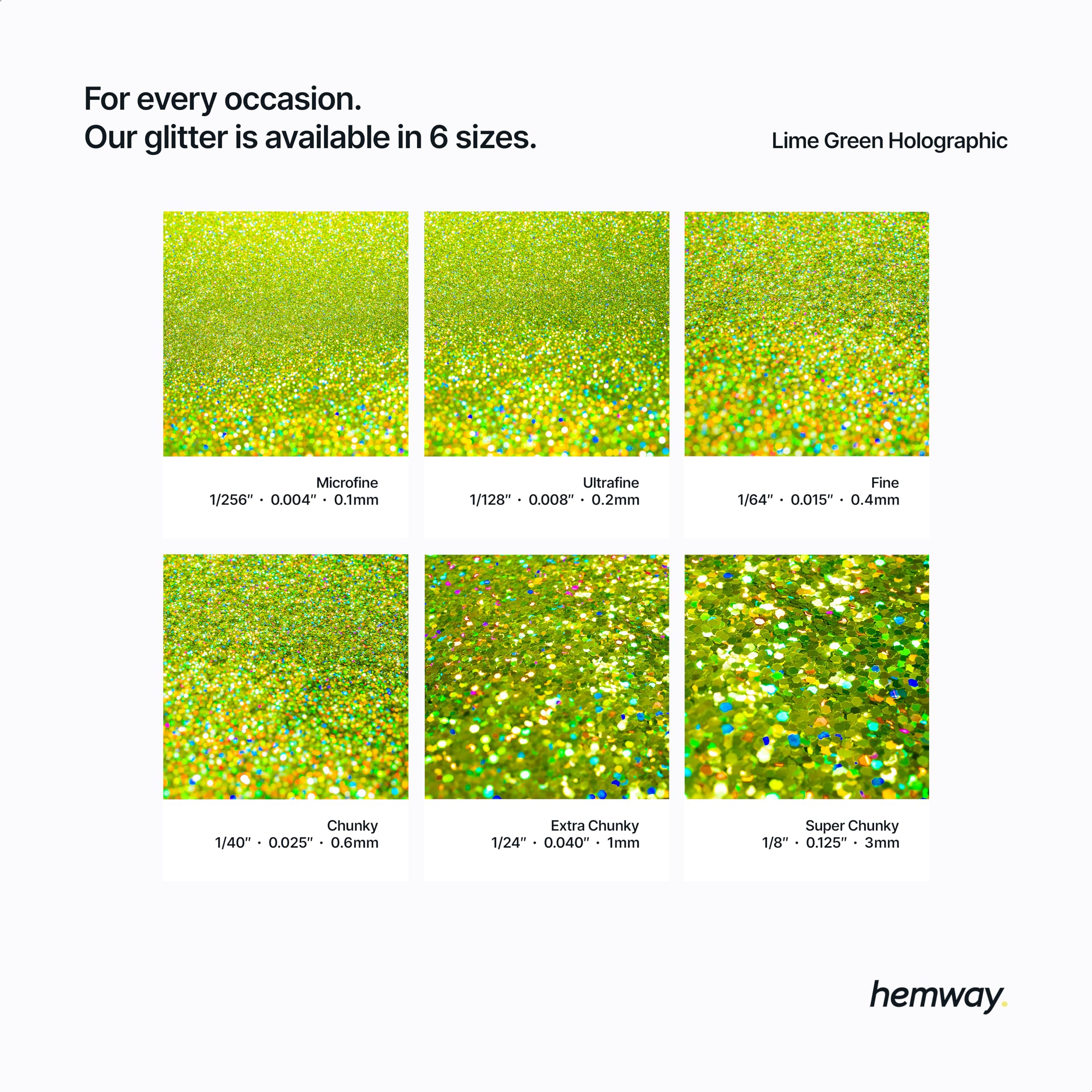 Hemway Resin Glitter Lime Green Holographic 100g Fine - Image 3