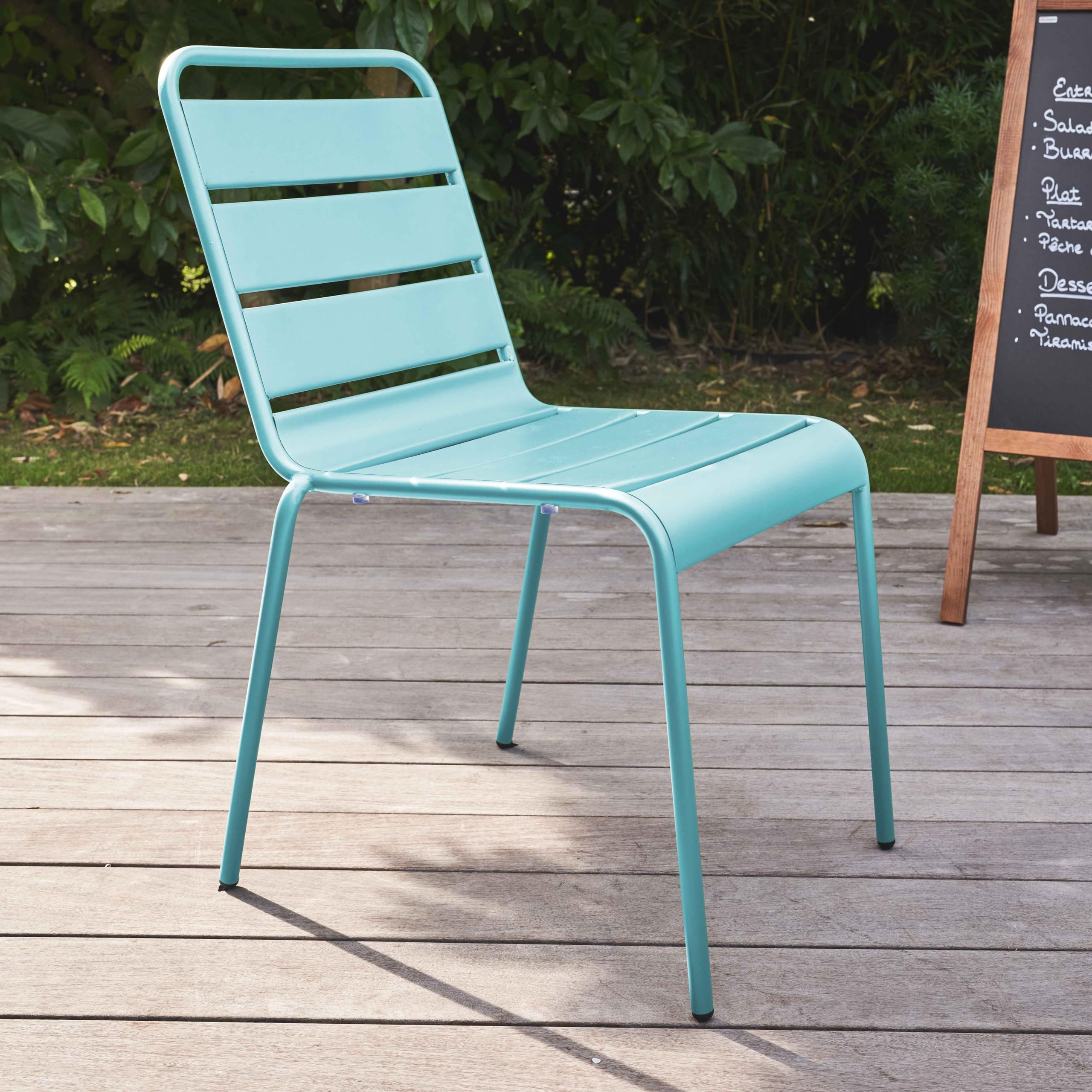 Tavolo alto e 4 sgabelli da bar in metallo grigio, Palavas - Oviala