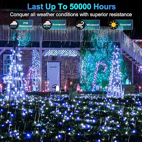 Miniatura 5 de Luces de Navidad extralargas de 509 pies, 1350 luces LED de Navidad con 8 modos y función de memoria de temporizador, decoraciones de Navidad
