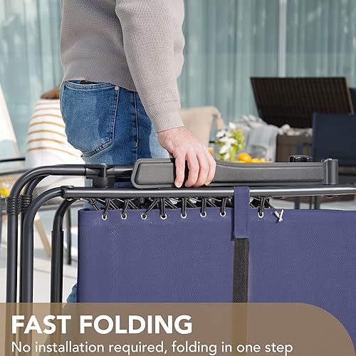 Vista 41 de Devoko Juego de 2 sillas reclinables ajustables plegables para patio con gravedad cero para el jardín con almohada Doble gris.