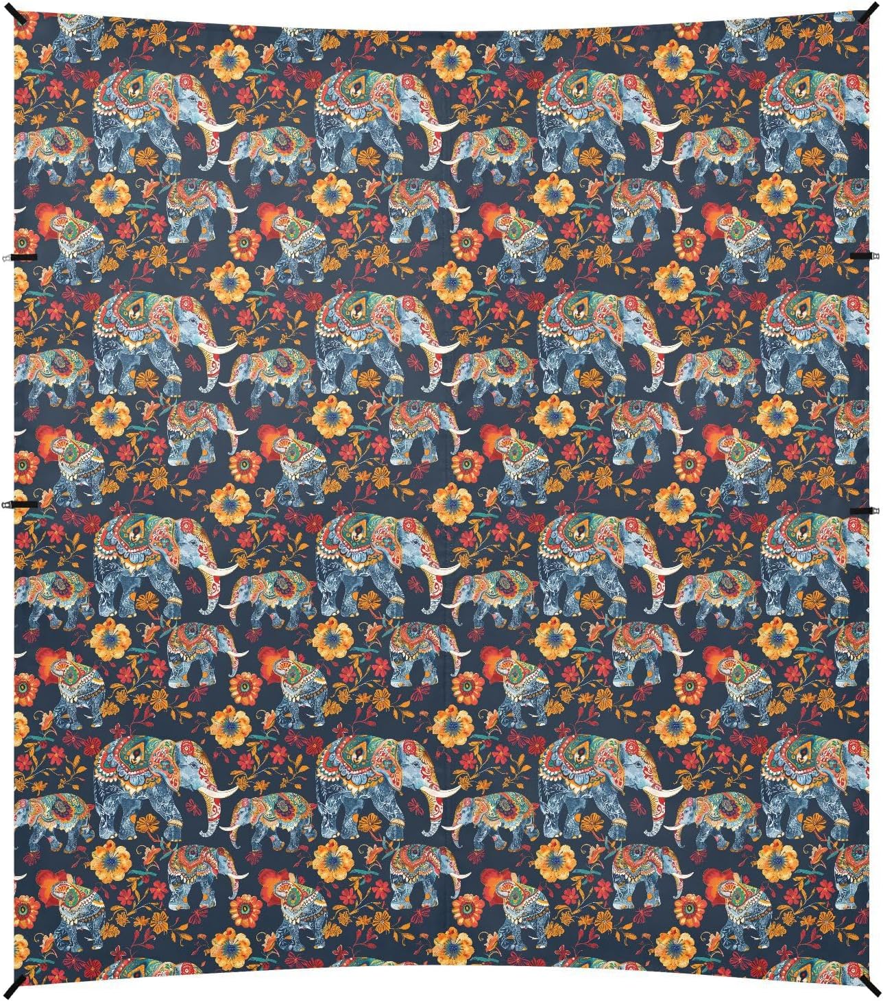 ALAZA Elephant Boho Vintage Beach Tent Sun Shelter UPF50+ Protection Beach Shade Canopy w/ 4 Sandbags for Outdoor Camping, Fishing, Backyard Fun, Picnic, 10x9 ft