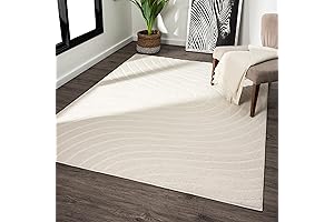 LUXE WEAVERS Modern Geometric Wave Cream 5x7 Area Rug: A Room-Defining Rug for Contemporary Spaces