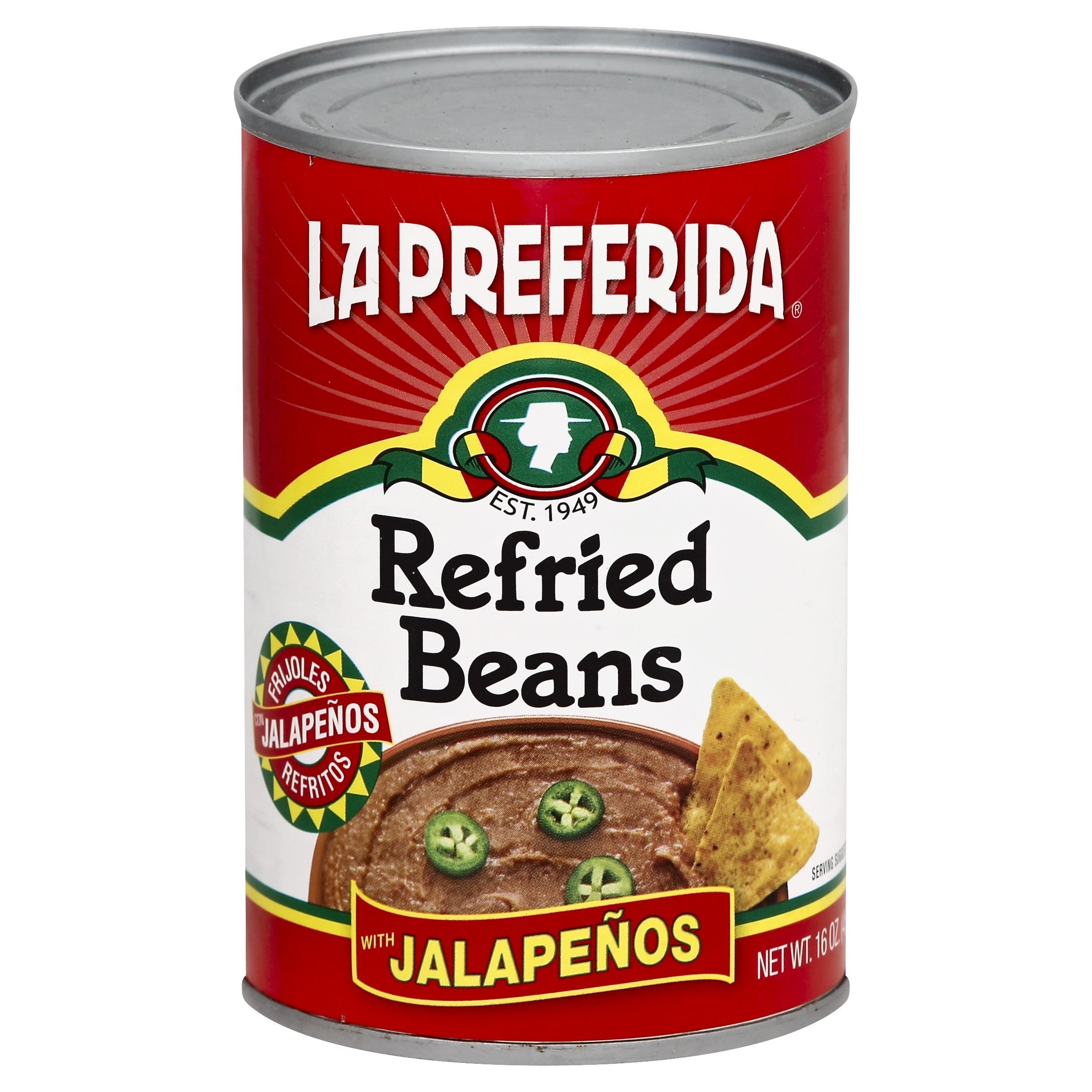 La Preferida Refried Beans Jalapenos, 16-Ounce (Pack of 12)