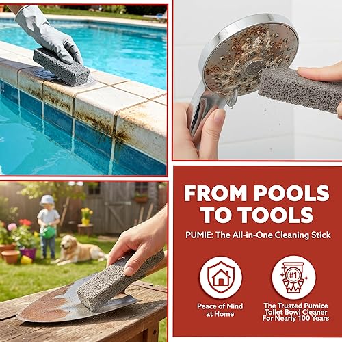 Miniatura 8 de PUMIE Palo pómez para limpieza de anillos de inodoro, manchas y anillos de agua dura, piedra pómez extra fuerte y resistente para limpieza de