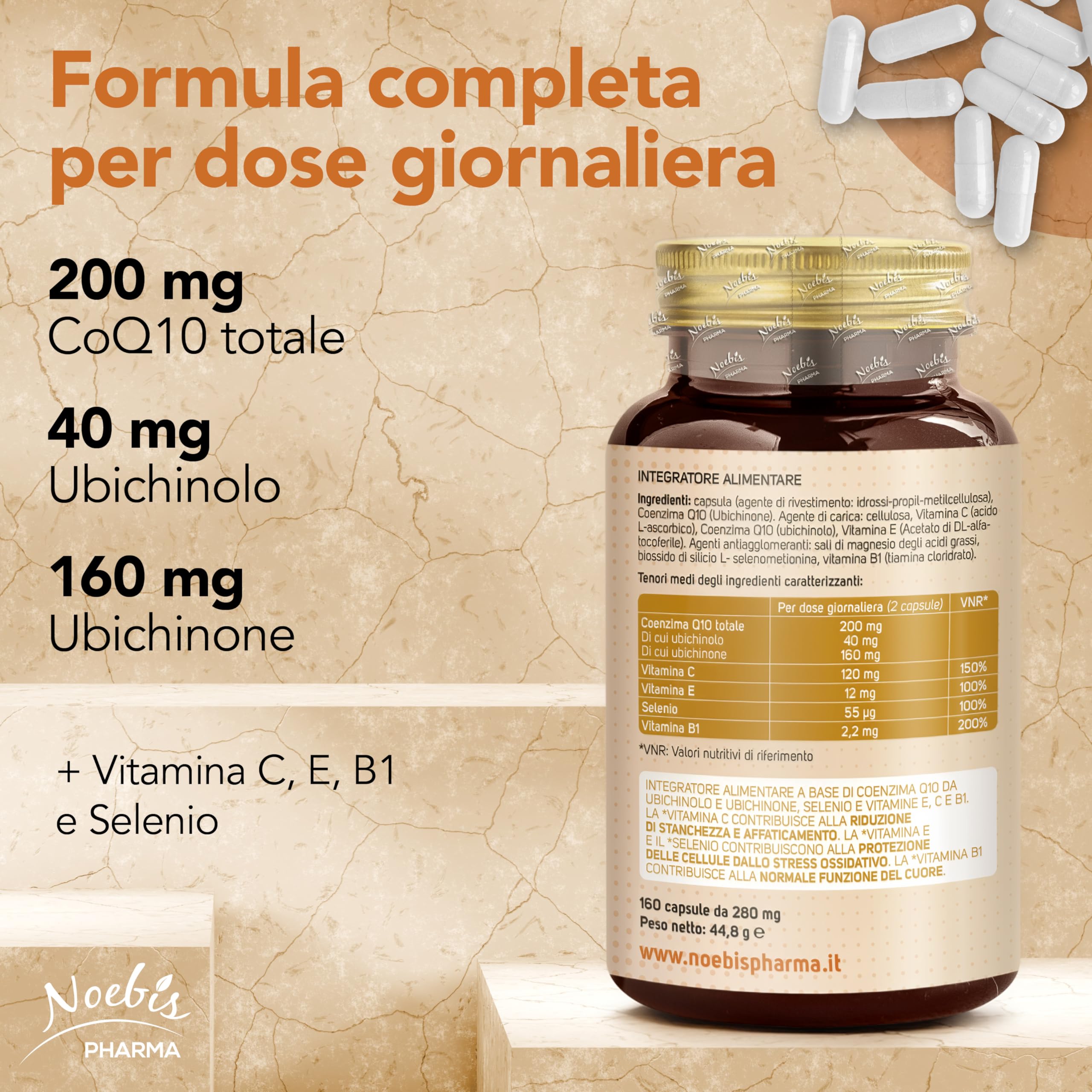 Noebis Pharma Coenzima Q10 Dual Action 200 mg per Dose – 960 Capsule (6 x 160) con Ubichinone e Ubichinolo – Confezione Sestupla
