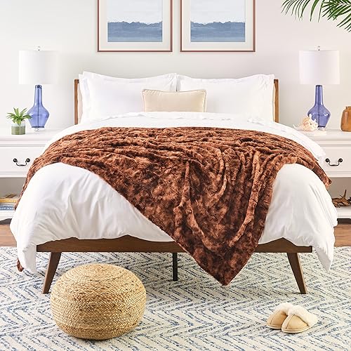 Miniatura 10 de Chanasya Manta de piel sintética de lobo de doble cara de alta calidad, suave y acogedora para sofá, silla, sala de estar, dormitorio, regalo de