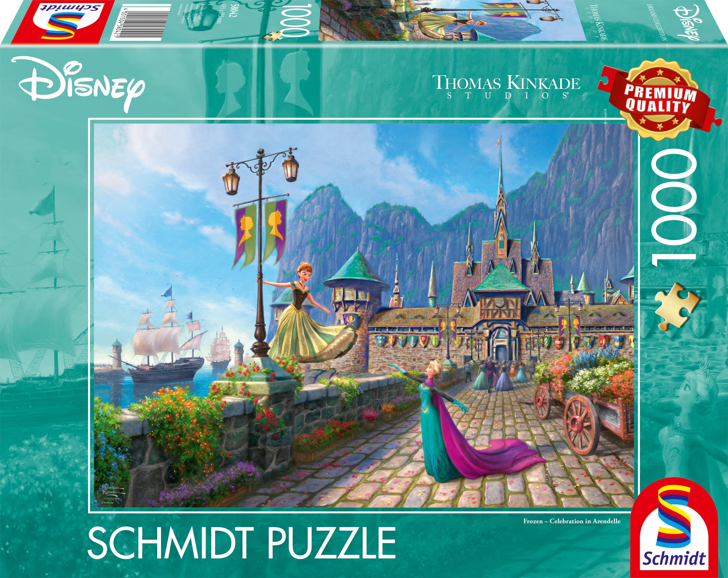 Schmidt Spiele 58042 Thomas Kinkade, Disney, Frozen, Celebrating in Arendelle, puzzel met 1000 stukjes