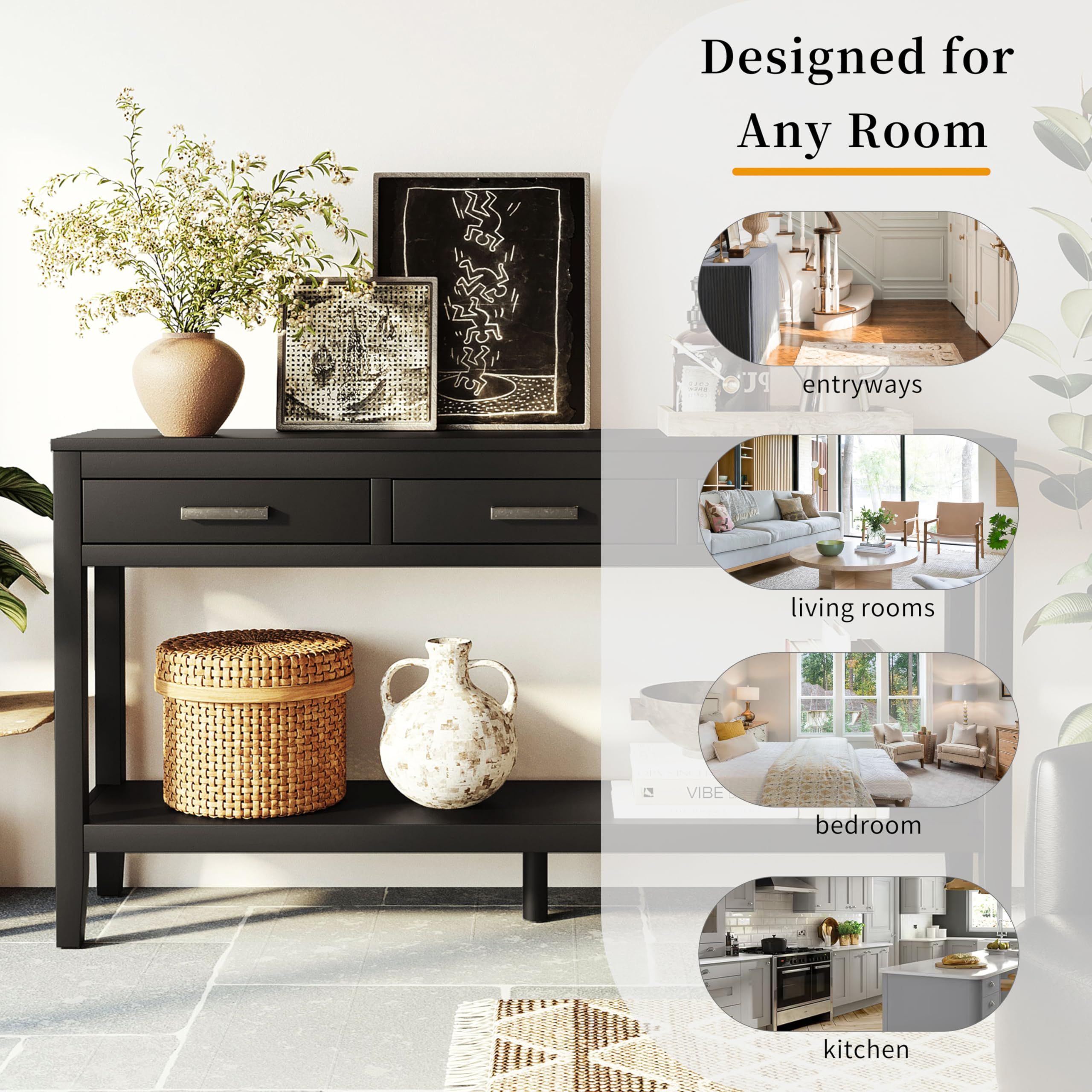 Amazon.com: Modern Entryway Console Table Narrow Long 59-Inch Wood