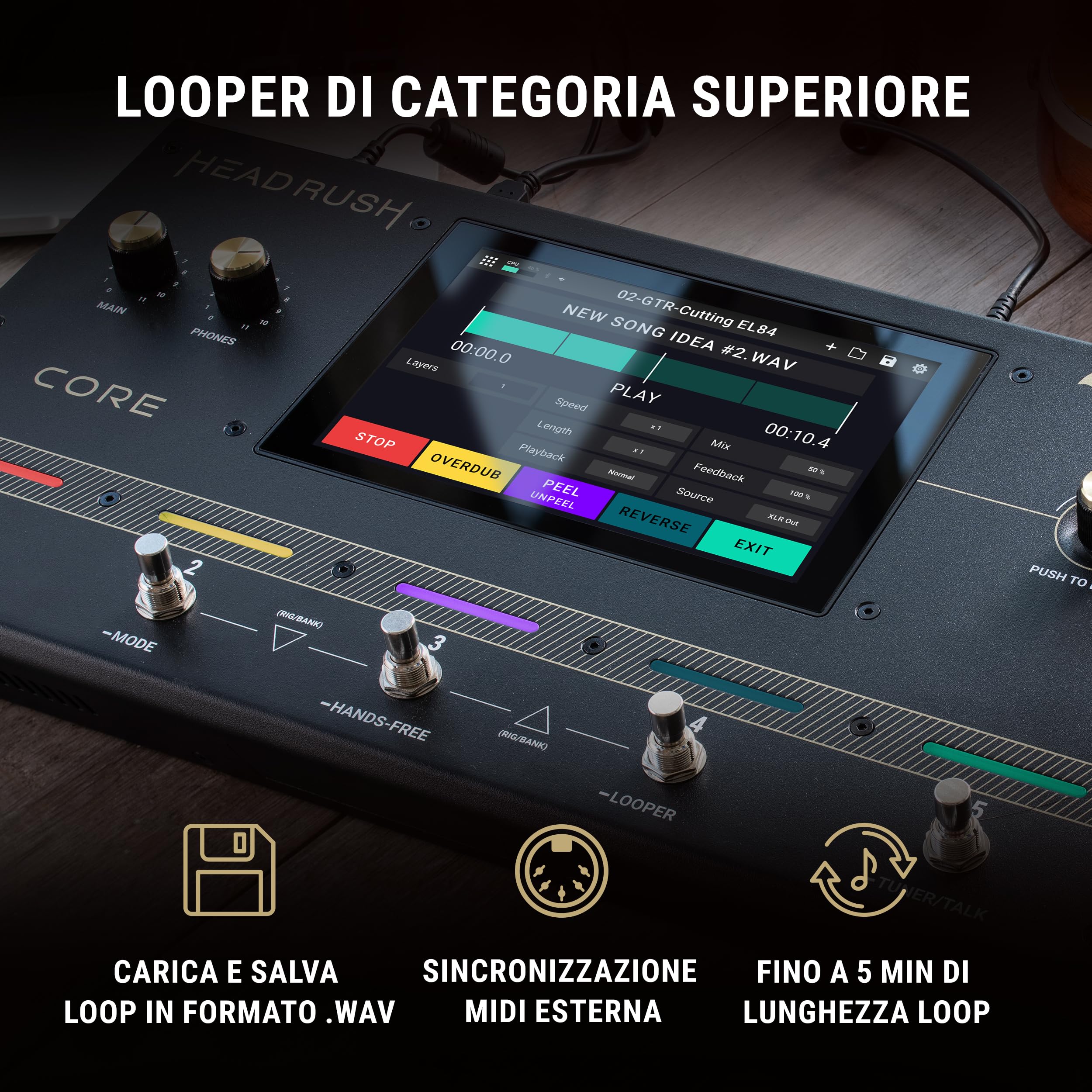 HeadRush Core - Pedaliera Multieffetto e Amp-Modeler per Chitarra e Voce con Cloning, Looper, Antares Auto-Tune, Wi-Fi, Touchscreen, Bluetooth