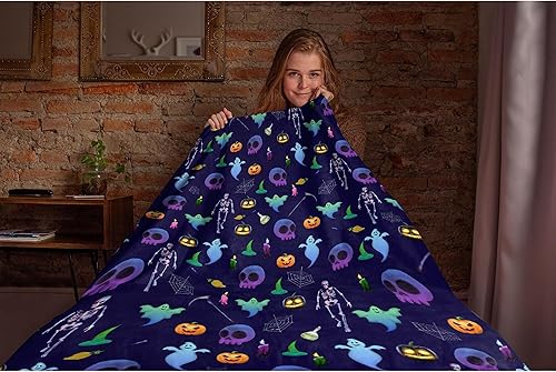 Miniatura 5 de Homiehug Manta de fantasma neón, regalo de forro polar para mujeres, hombres y niños, manta suave de verano para sofá, casa, viajes, tamaño