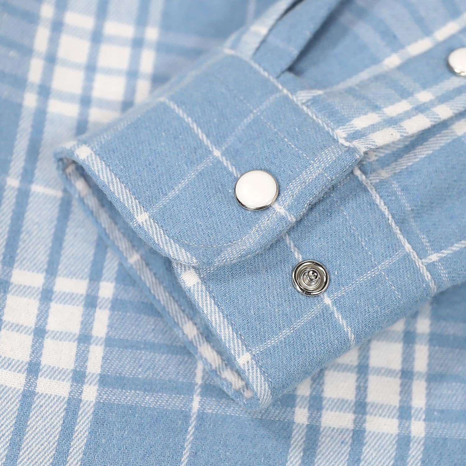 Dubinik® 6 oz Flannel Shirt for Men Western Cowboy Pearl Snap Long Sleeve Work Casual Buttons Vintage Plaid Shirts - Image 5