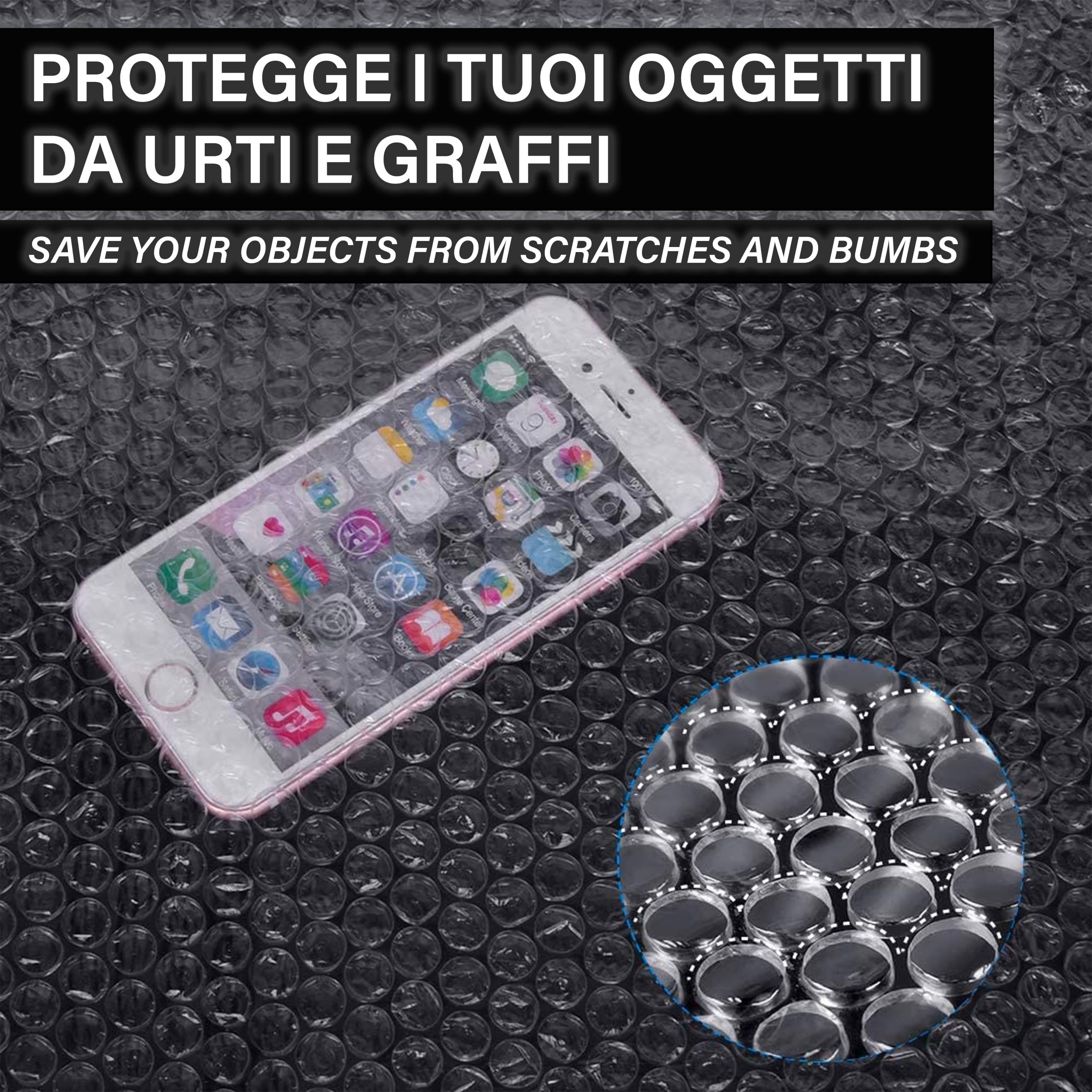 IPEA Rollo de Plástico de Burbujas para Embalaje y Envío – 20 Metros x 30 cm – Made in Italy – Pluriball - Burbujas de Aire Protección, Acolchado, Embalaje Objetos – Resistente Desgarro - 55 gr/mq