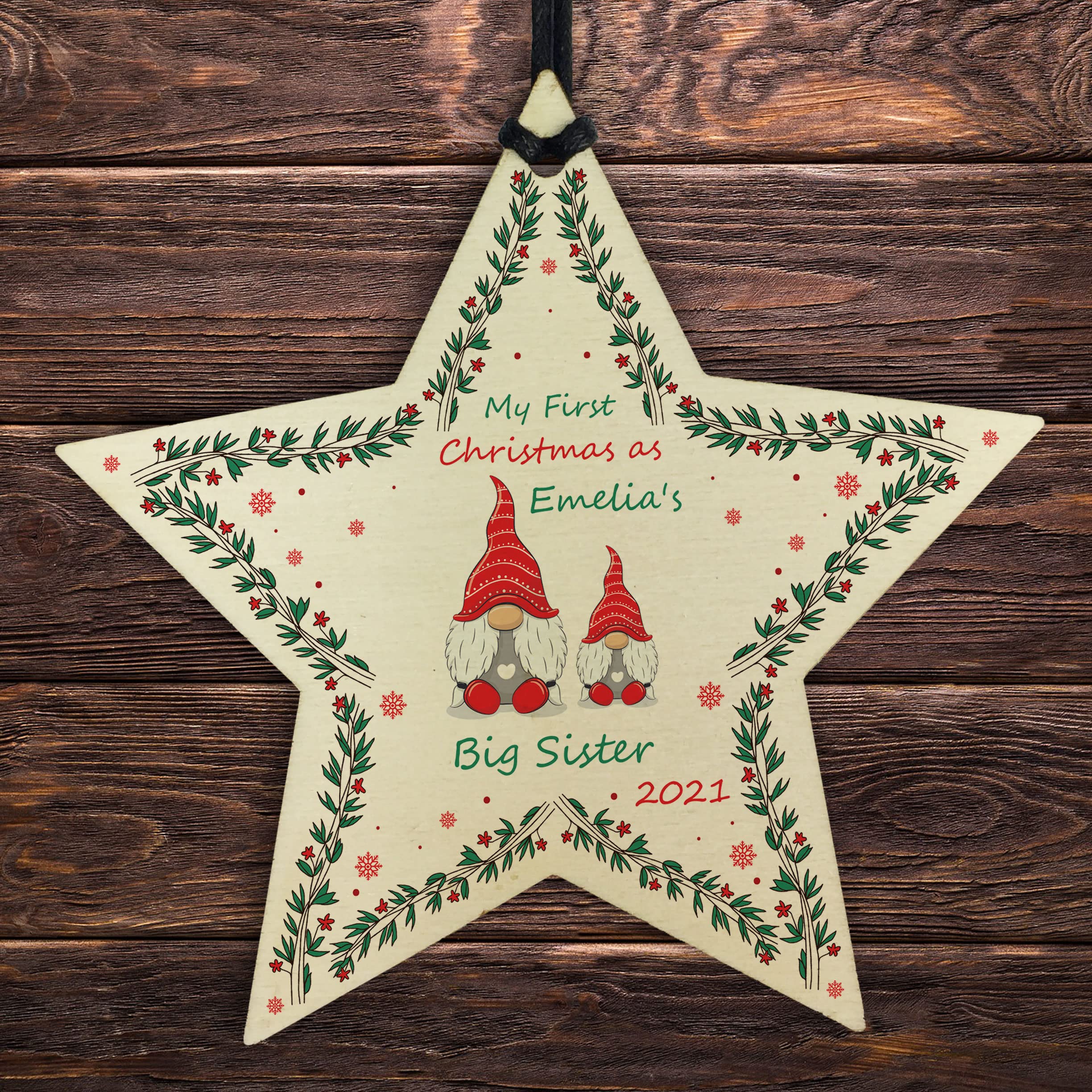 Red Ocean Multicoloured 1St Christmas As Big Sister Bauble Star Personalised Baby's 1St Family Keepsake