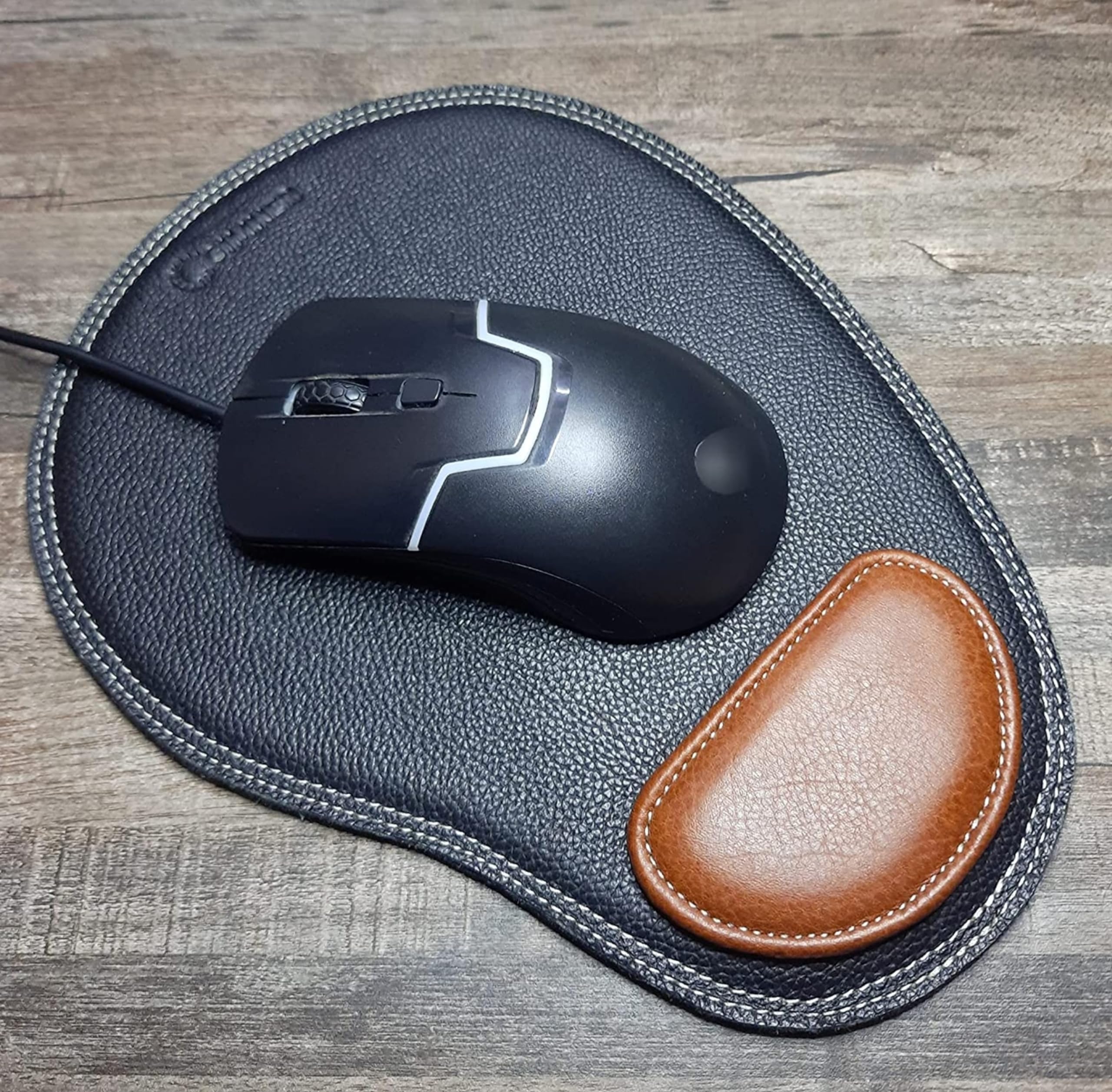 Genuine Leather Mouse Pad with Wrist Support,Ergonomically Designed Non- Slip Velvet Base for Laptop,Computer,Desktop for Home & Office Use (Pack of 1) (BLACK1)-picture-29